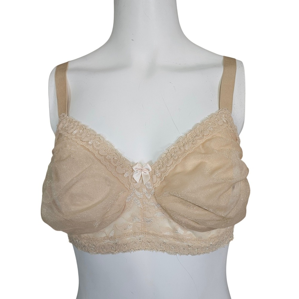 BIMEI Mastectomy Bra 38C Beige Pocketed Breast Prosthesis‎ Wirefree Lace